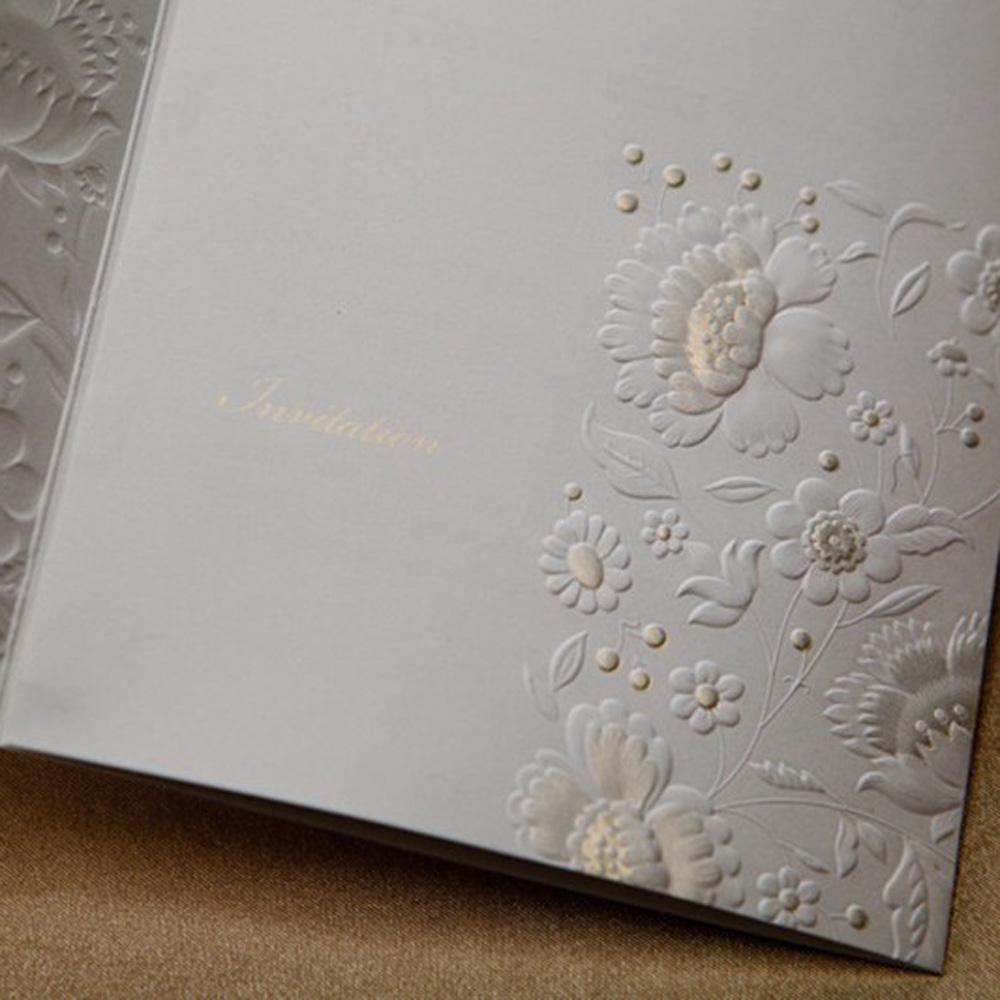 Tri fold engagement & wedding invite with lace bowknot - Click Image to Close