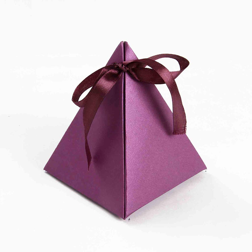 Triangular Wedding Party Favor Box in Purple Color - Click Image to Close