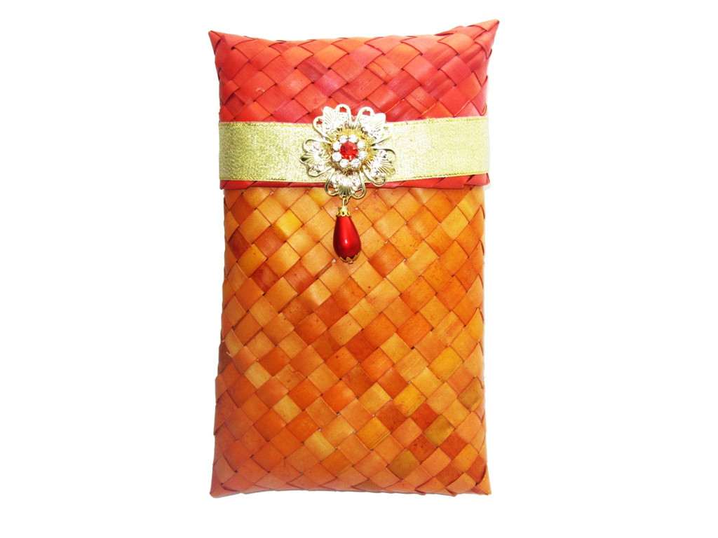 Weaved Pink & Orange Gift Pouch - Click Image to Close