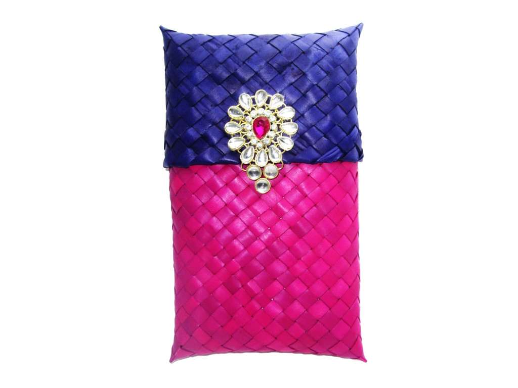 Weaved Purple & Blue Gift Pouch - Click Image to Close