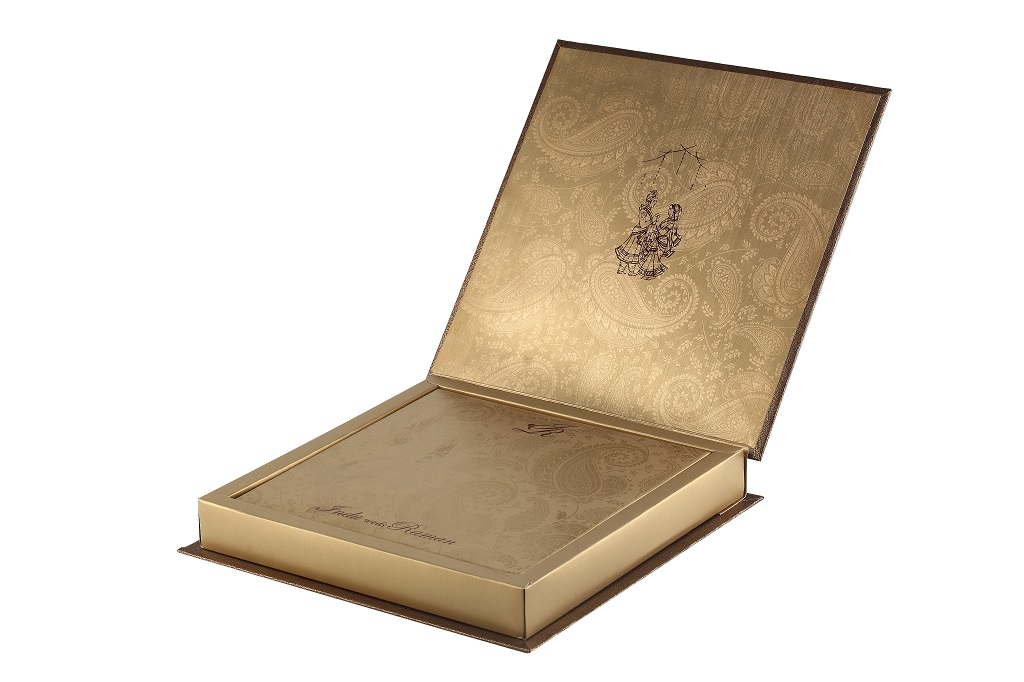 Wedding Card Box Elegant Golden and Brown Colour - Click Image to Close