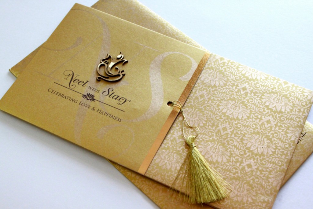Traditional Golden colour Card with laser cut Ganesha - Click Image to Close