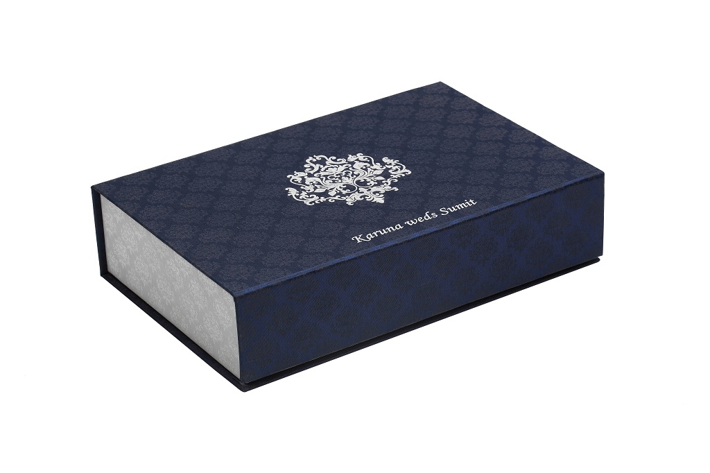 Wedding Card Box in Exquisite Blue and Silver Colour - Click Image to Close