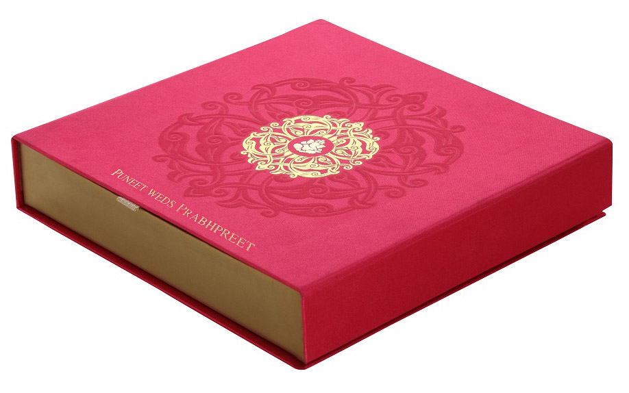 Wedding Card Box in Exquisite Pink & Antique Golden Color - Click Image to Close