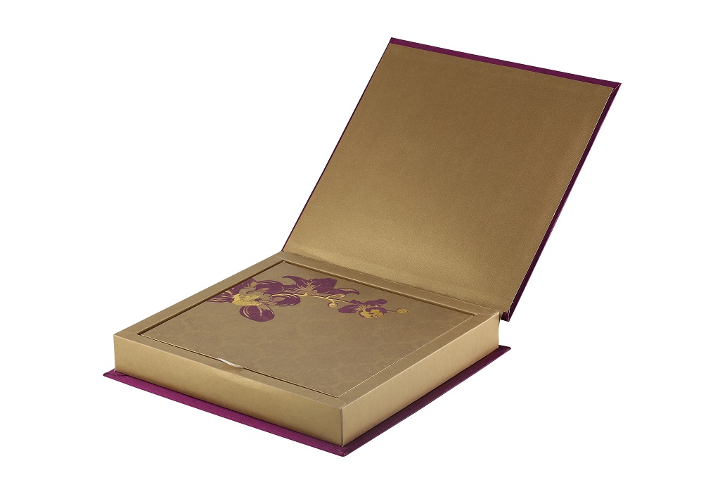 Wedding Card Box in Purple and Golden Colour - Click Image to Close