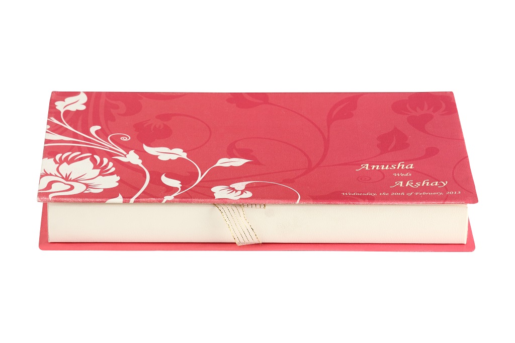Wedding Card Box in White & Pink Floral Design - Click Image to Close
