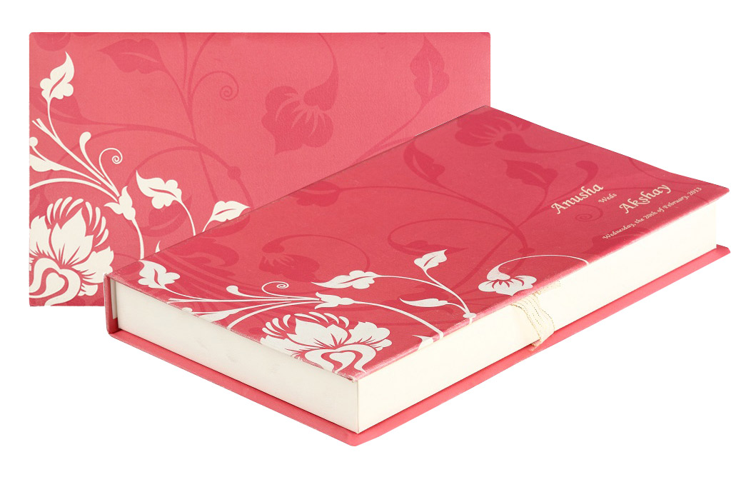 Wedding Card Box in White & Pink Floral Design - Click Image to Close