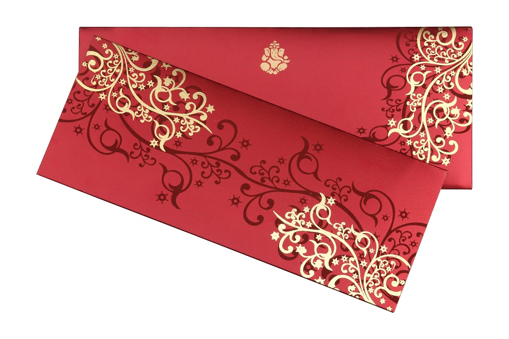 Wedding Card in Vibrant Red and Golden Colour - Click Image to Close