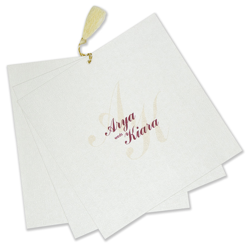 Wedding card with a decorated square frame in dusty pink colour - Click Image to Close