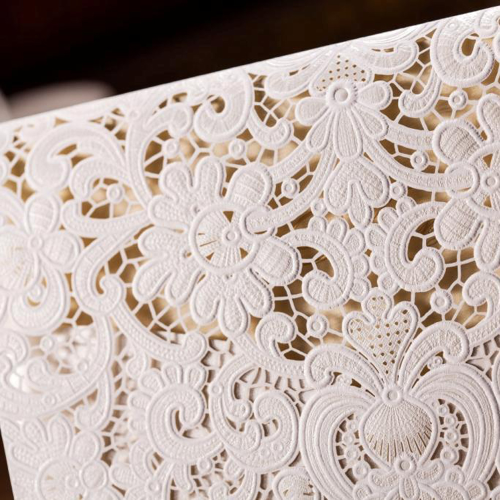 Wedding invitation cards with embossed Flower - Click Image to Close