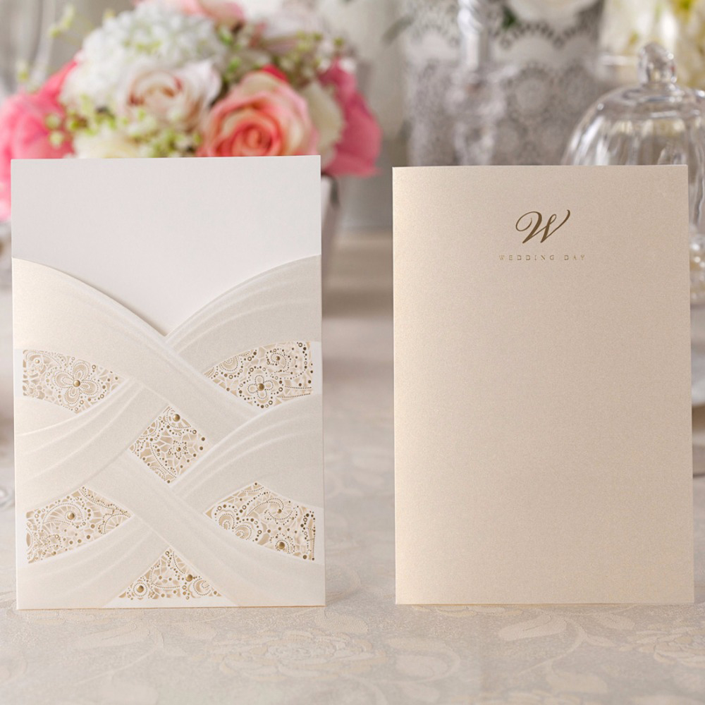 Wedding Invitation Cards With Laser Cut Pearl Pattern - Click Image to Close