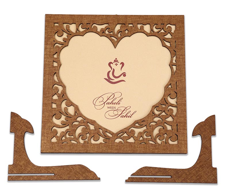 Wedding invitation in laser cut photo frame style with a heart design - Click Image to Close