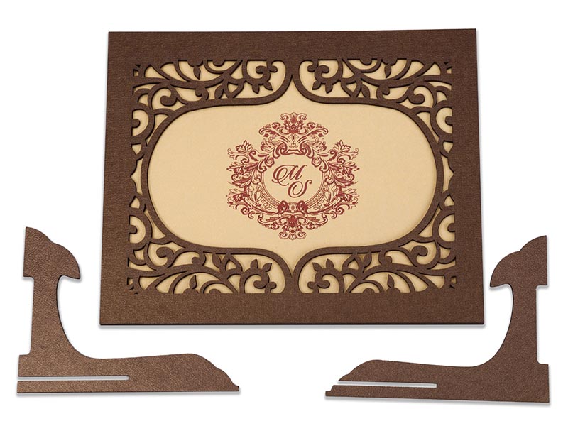Wedding invitation in laser cut photo frame style with floral motifs - Click Image to Close