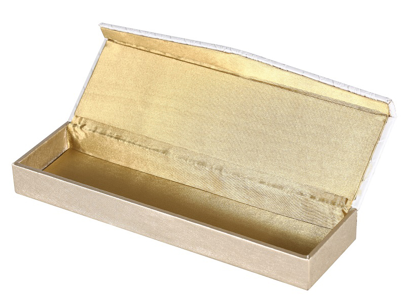 Wedding Shagun Box in Elegant White and Golden - Click Image to Close