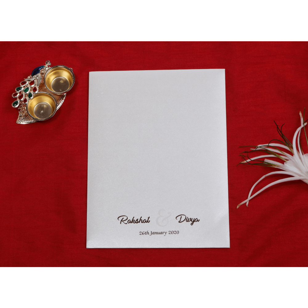 White colored laser cut wedding invite - Click Image to Close