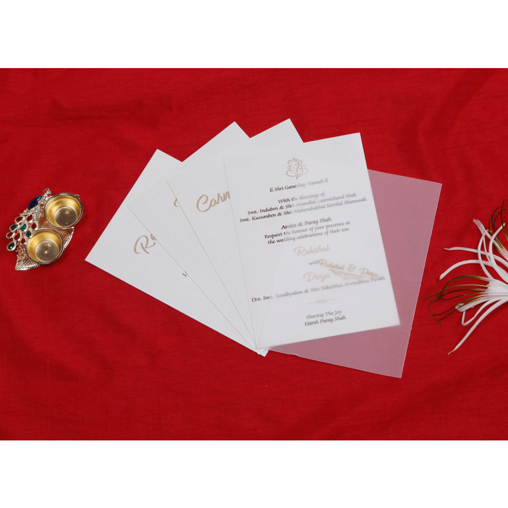 White colored laser cut wedding invite - Click Image to Close
