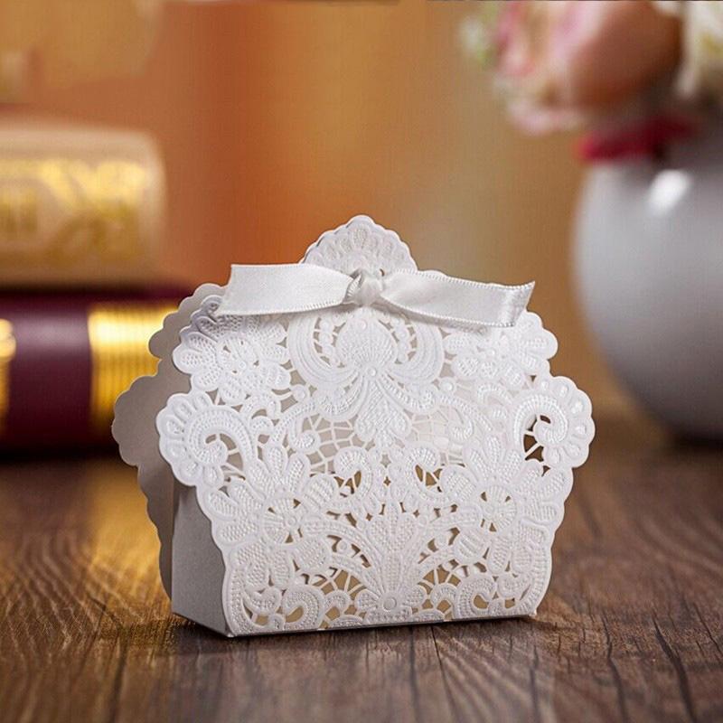 White Floral Lasercut Wedding and Engagement Favor Boxes - Click Image to Close