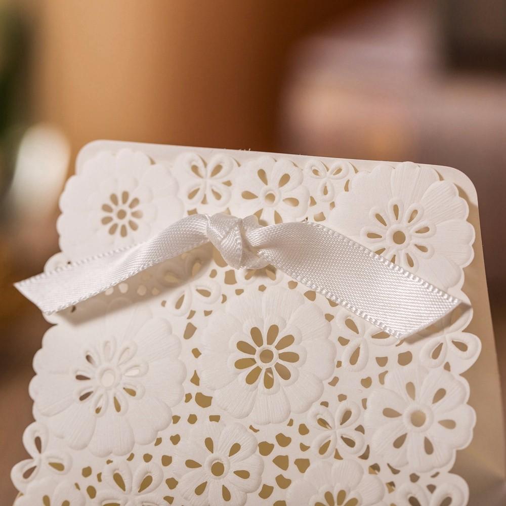 White Flower Laser Cut Engagement and Wedding Favor Boxes - Click Image to Close