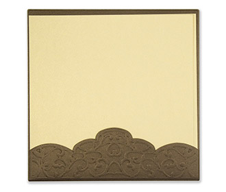 Laser cut floral motifs on a brown cardboard Invitation