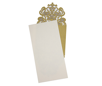 Laser cut gate fold wedding invitation in golden colour