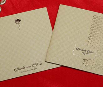 Laser cut Indian wedding Card in Light Olive Green colour - 