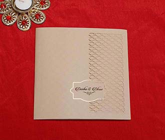 Laser cut Indian wedding Invitation in Beige colour