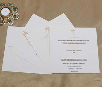 Laser cut Indian wedding Invitation in Peach colour