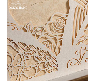 Laser Cut Ivory Bride & Groom Wedding Invitations