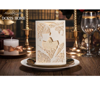 Laser Cut Ivory Bride & Groom Wedding Invitations