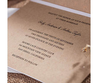 Laser Cut Wedding Invitation with White Floral design