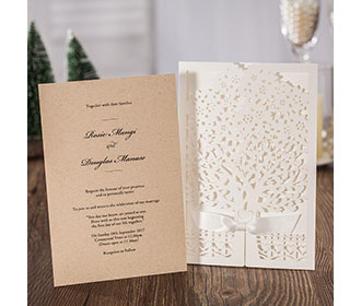 Lasercut engagement or wedding invitation with elegant tree design