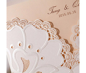 Lasercut floral wedding invitation card with single insert