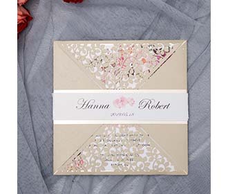 Laurel Leaf Swirls Designer Laser Cut Wedding Invitation cards
