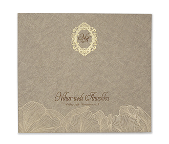 Marble print light brown indian wedding invitation