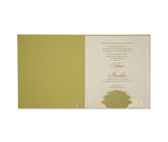 Marble print olive green hindu wedding invitation