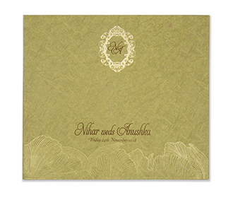 Marble print olive green indian wedding invitation