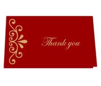 Thank you card  in Red & Golden Design