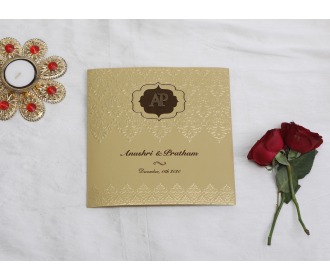 Mehendi Green floral wedding invite