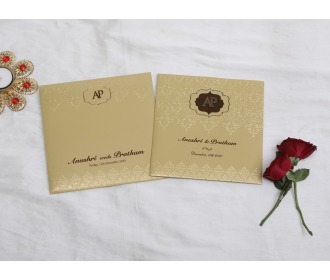 Mehendi Green floral wedding invite - 
