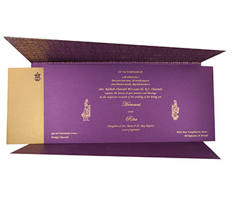 Modern Design Multifaith Wedding Invitation Card in Purple