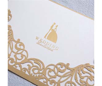 Modern Elegant Metallic Brown Laser Cut Wedding Invitation