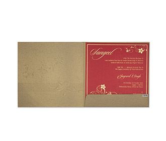 Modern floral Indian wedding card in golden brown colour