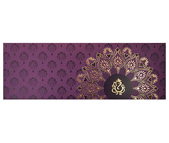 Modern Hindu Wedding Invitation with Flower Design in Purple