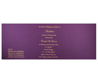 Modern Hindu Wedding Invitation with Flower Design in Purple