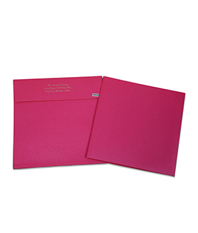 Modern Indian wedding invitation in pink with Chandelier design