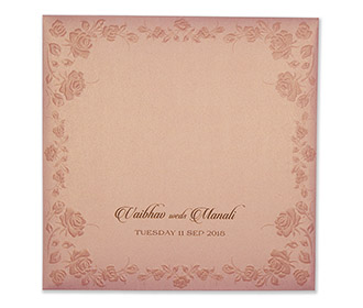 Modern wedding Invitation in pink colour with rose flowers