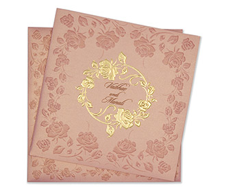 Modern wedding Invitation in pink colour with rose flowers - 