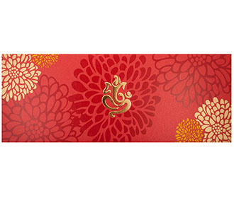 Morden Hindu Wedding Invitation in Red with Flower Design