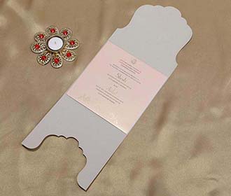 Mughal Style Indian Wedding Card in Light Brown Colour
