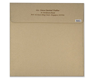 Multfaith Indian wedding card in Simmering brown & embossed floral motifs